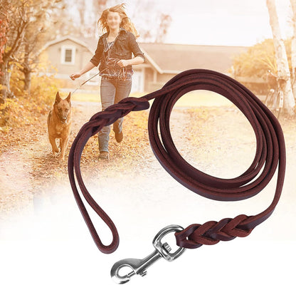Leather Pet Dog Leash, Cowhide Safety Rope Belt for Daily Walking, Running, and Training (#01)