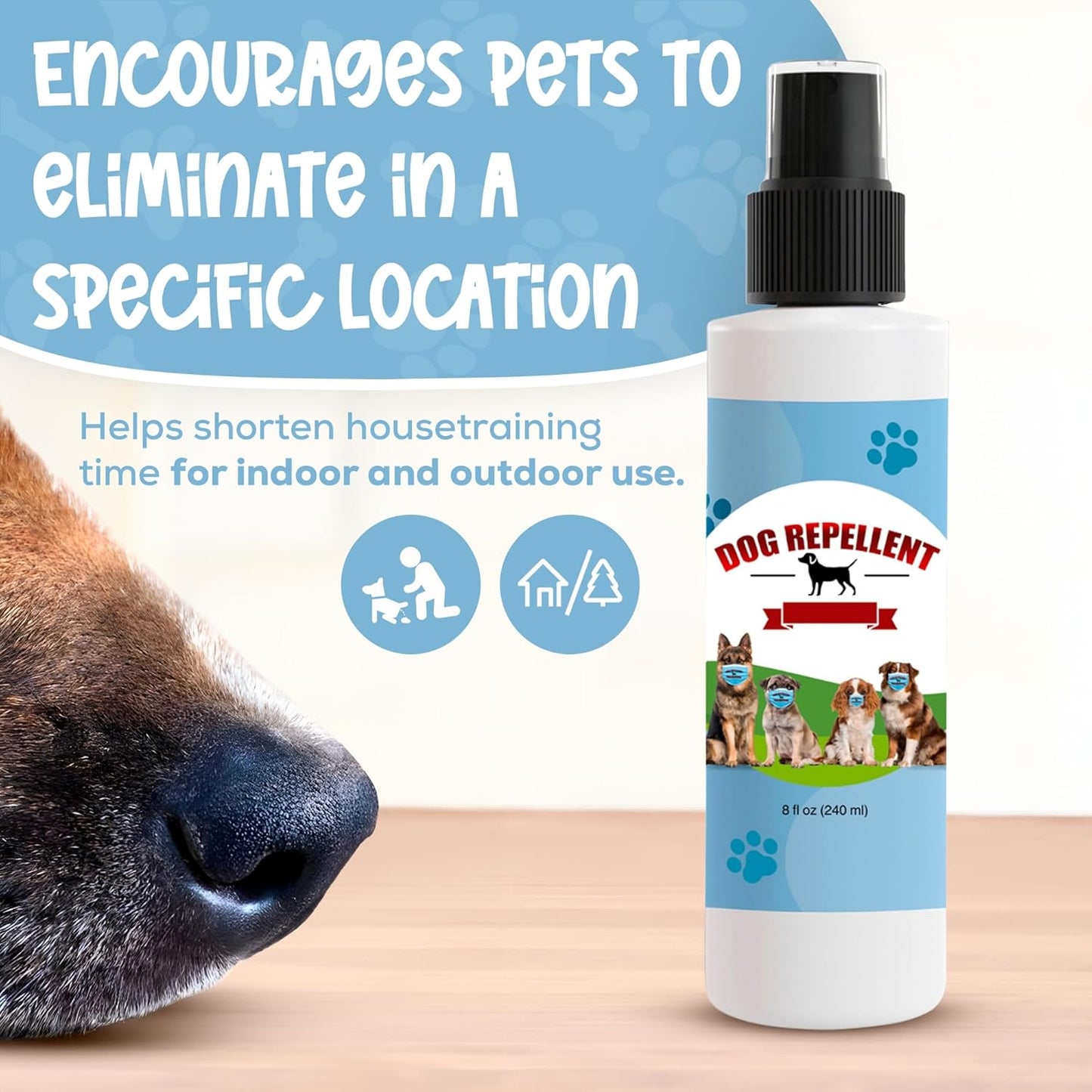 Natural Pet Deterrent Spray! No Chew Spray for Dogs, Potty Training for Puppies & Dogs, for Indoor & Outdoor Use, Bitter Spray for Pets, Safe, Effective, Made in the USA, 8 Oz