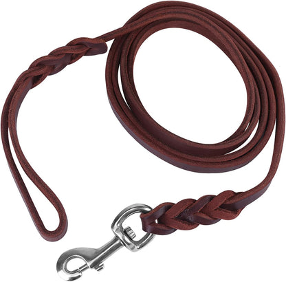 Leather Pet Dog Leash, Cowhide Safety Rope Belt for Daily Walking, Running, and Training (#01)